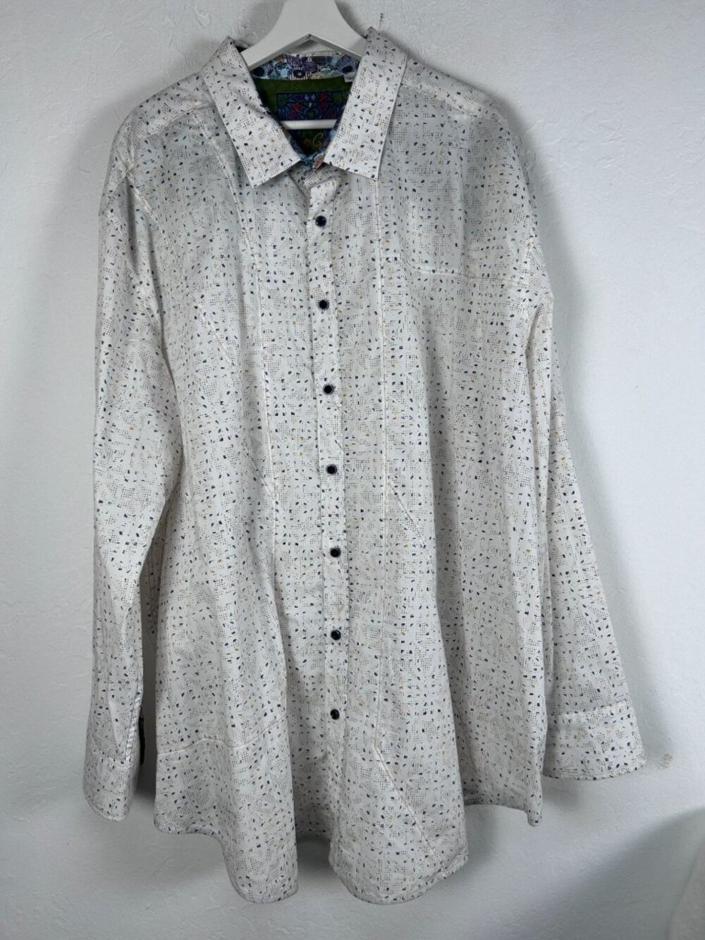 Robert Graham Mens White Multicolor Print Button-Up Shirt 4XL Long Sleeve Casual
